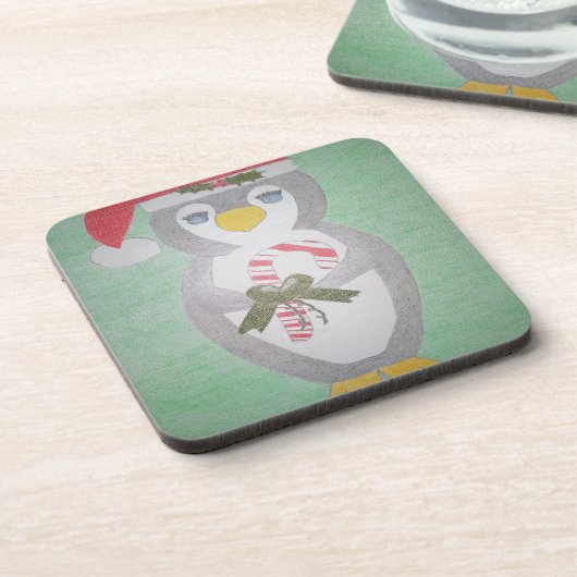 Cute kerst Penguin Onderzetter (Linkerzijde)