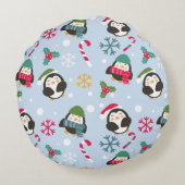 Cute kerst Penguin Rond Kussen (Achterkant)