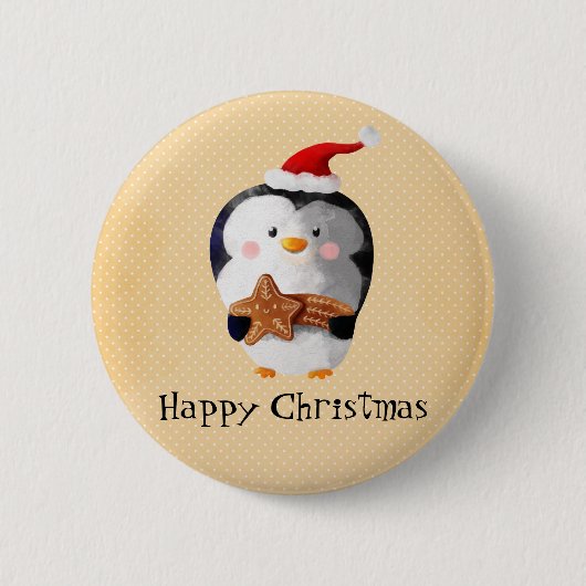Cute kerst Penguin Ronde Button 5,7 Cm (Voorkant)