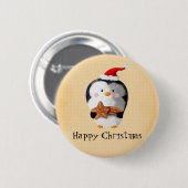 Cute kerst Penguin Ronde Button 5,7 Cm (Voorkant /achterkant)