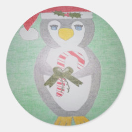 Cute kerst Penguin Ronde Sticker
