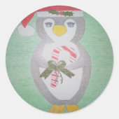 Cute kerst Penguin Ronde Sticker (Voorkant)