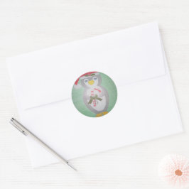 Cute kerst Penguin Ronde Sticker