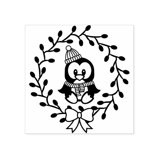 Cute kerst Penguin Rubberstempel (Afrduk)