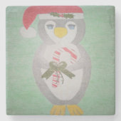 Cute kerst Penguin Stenen Onderzetter (Voorkant)