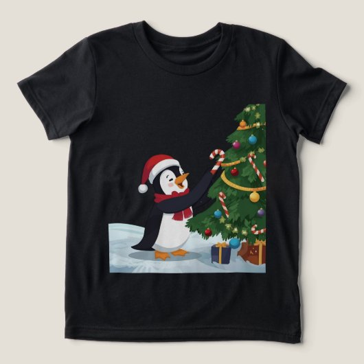 Cute Kerst Penguin T-Shirt (Design voorkant)