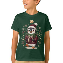 Cute Kerst Penguin T-shirt voor Jongens | Vakantie