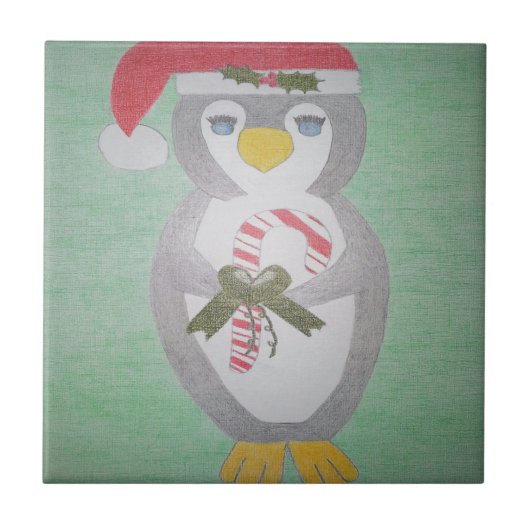 Cute kerst Penguin Tegeltje (Voorkant)