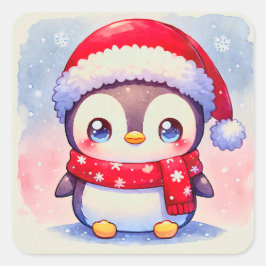 Cute kerst Penguin Vierkante Sticker