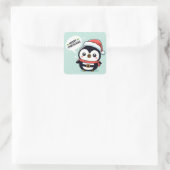 Cute kerst Penguin Vierkante Sticker (Tas)