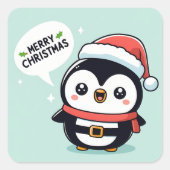 Cute kerst Penguin Vierkante Sticker (Voorkant)