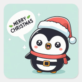 Cute kerst Penguin Vierkante Sticker