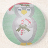 Cute kerst Penguin Zandsteen Onderzetter (Voorkant)