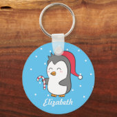 Cute Kerst Pinguïn Candy Cane Kinderen Sleutelhang Sleutelhanger (Voorkant)