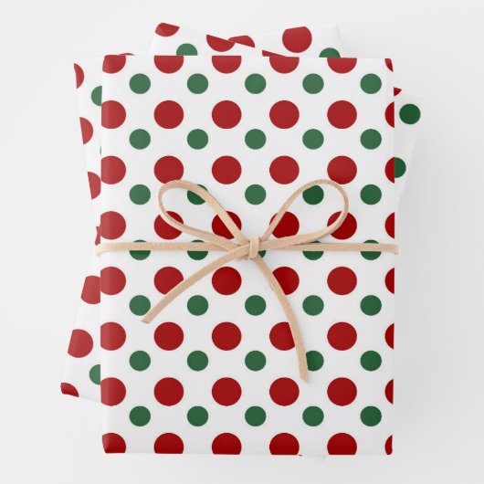 Cute kerst poka Dots Pattern Red Green White Inpakpapier Vel (In situ)