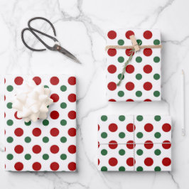 Cute kerst poka Dots Pattern Red Green White Inpakpapier Vel