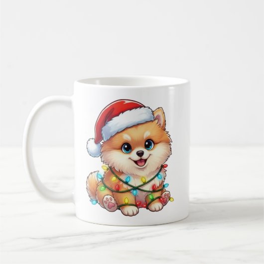 Cute Kerst Pomeranian Mok (Links)