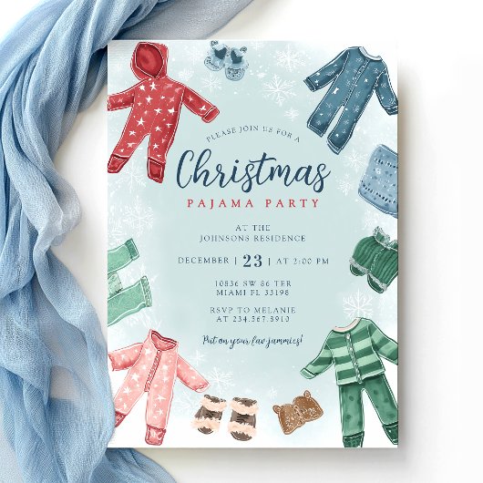 Cute Kerst Pyjama Feestje Kaart