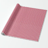 Cute kerst Red Gingham Pattern Cadeaupapier (Uitgerold)