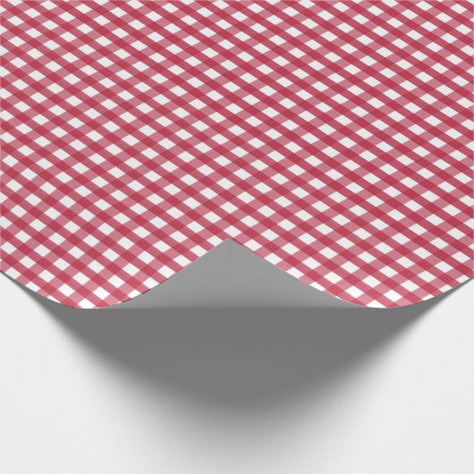 Cute kerst Red Gingham Pattern Cadeaupapier (Hoek)