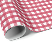 Cute kerst Red Gingham Pattern Cadeaupapier (Rol Hoek)