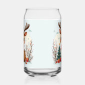 Cute Kerst Reindeer Scene Besneeuwd Bos Blikvorm Glas (Links)