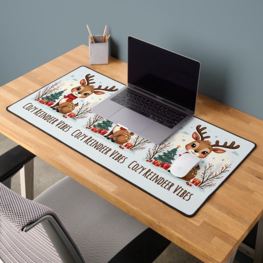 Cute Kerst Reindeer Scene Besneeuwd Bos Bureaumat (Kantoor 2)