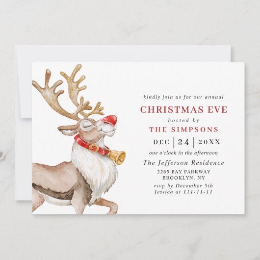 Cute kerst renDER Holiday CHRISTMAS EVE Kaart (Voorkant)