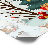 Cute Kerst Rendier Scene Besneeuwd Bos Perfect Poster (Hoek)