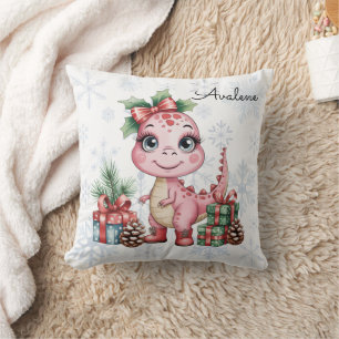 Cute Kerst Roze Dinosaur Baby Shower Cadeau Kussen