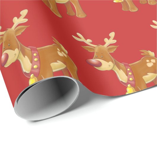 Cute kerst Rudolph Pattern Cadeaupapier (Rol Hoek)