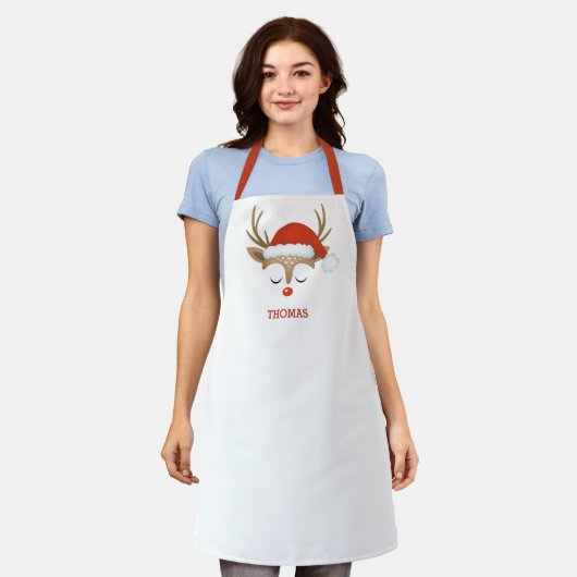 Cute kerst Rudolph Reindeer Schort (Gedragen)