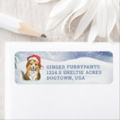 Cute kerst Sheltie Puppy Etiket (Insitu)