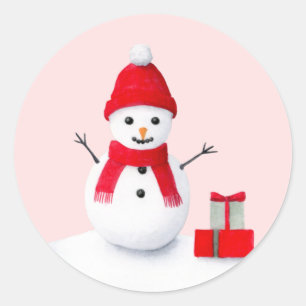 Cute kerst sneeuwman pastel waterverf sticker