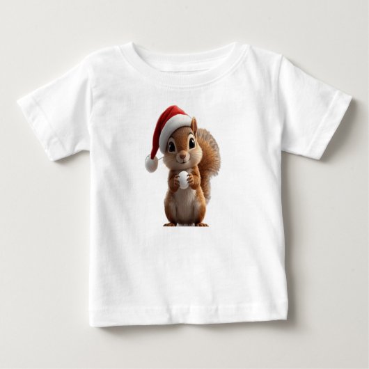 Cute Kerst Squirrel Baby T-Shirt (Voorkant)