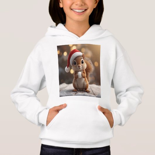 Cute Kerst Squirrel Hoodie voor Meisjes (Voorkant)