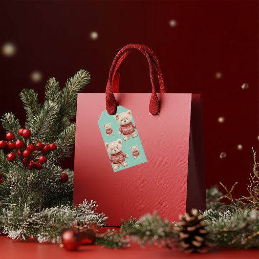Cute kerst Teddy Bear Cadeaulabel