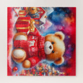 Cute kerst Teddy Bear Legpuzzel (Horizontaal)