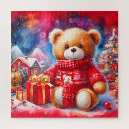 Cute kerst Teddy Bear Legpuzzel (Verticaal)