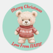 Cute kerst Teddy Bear Ronde Sticker (Voorkant)