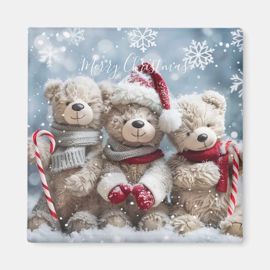 Cute Kerst Teddybeer Magneet (Voorkant)