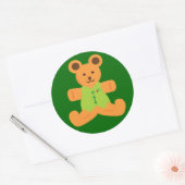 Cute kerst Teddybeer Ronde Sticker (Envelop)