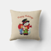 Cute Kerst Tots met Mrs Sneeuwman Kussen (Achterkant)