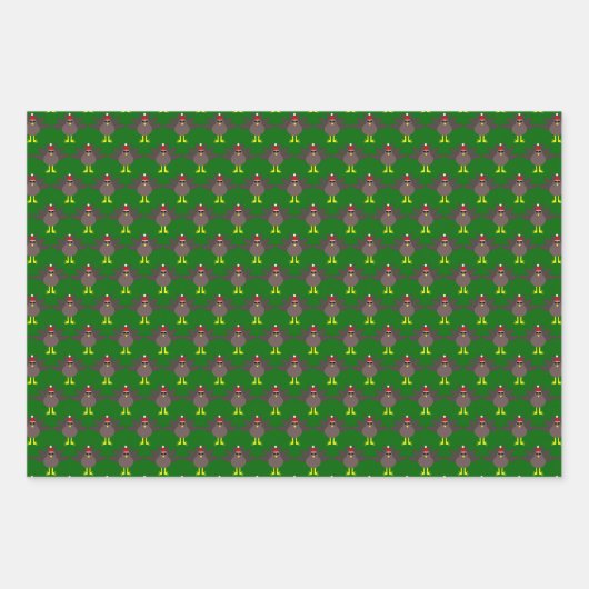 Cute kerst Turkije Custom Inpakpapier Vel (Voorkant 3)