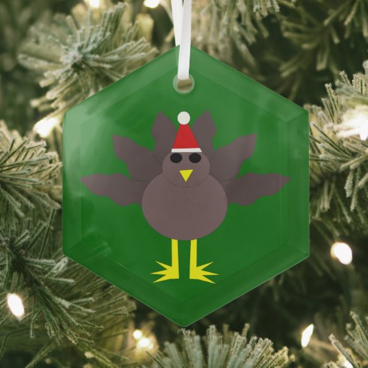 Cute kerst Turkije Glas Ornament (Insitu)