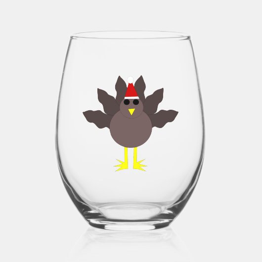 Cute kerst Turkije Wijnglas Zonder Voet (Voorkant)