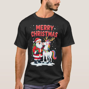 Cute Kerst Unisex Santa op Unisex Kerst T-Shirt