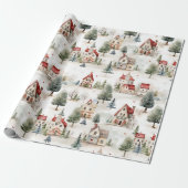 Cute kerst Village Cadeaupapier (Uitgerold)