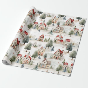 Cute kerst Village Cadeaupapier