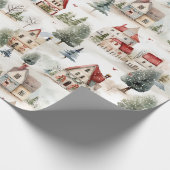Cute kerst Village Cadeaupapier (Hoek)
